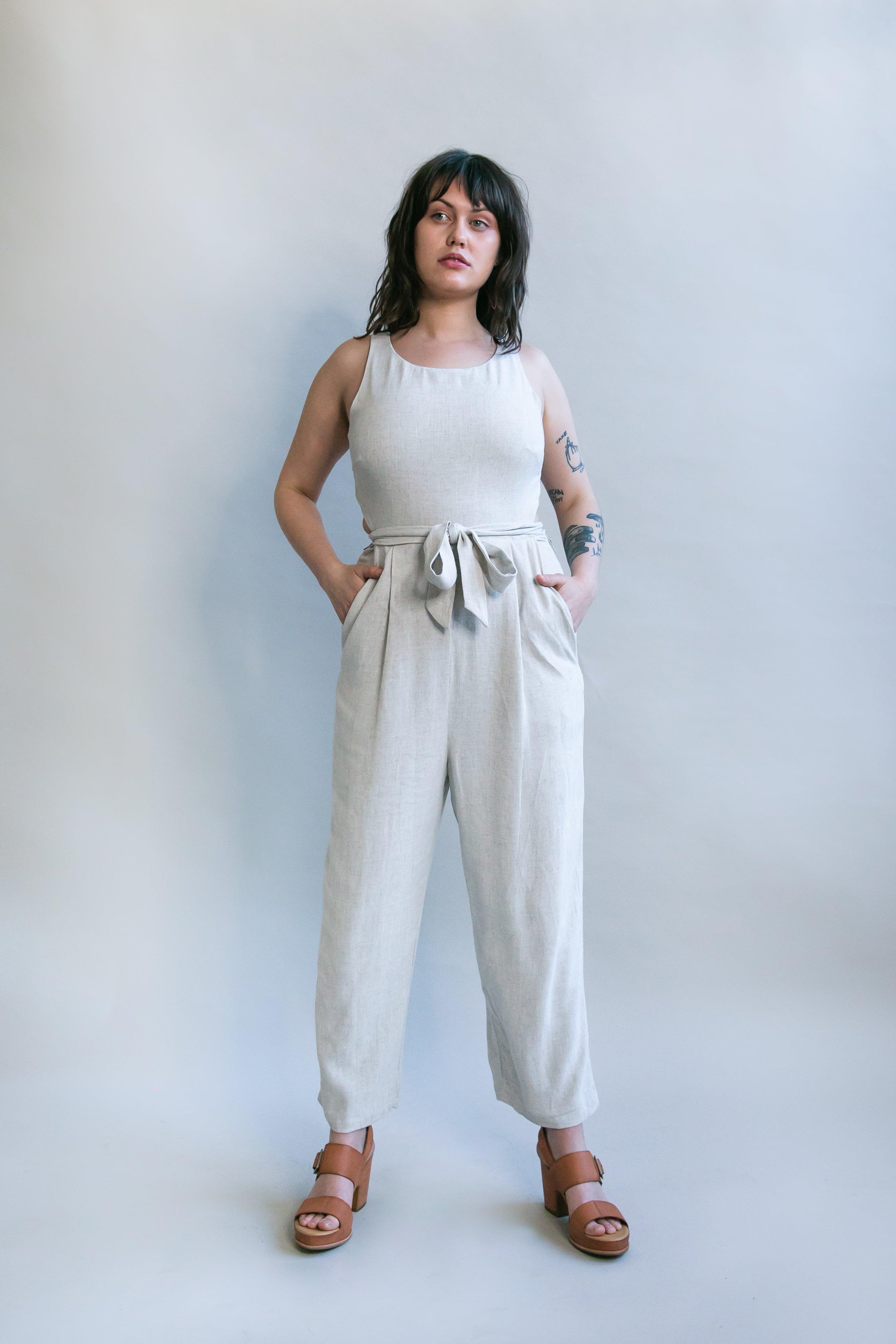 Liberty Jumpsuit in Oat Linen Product Image