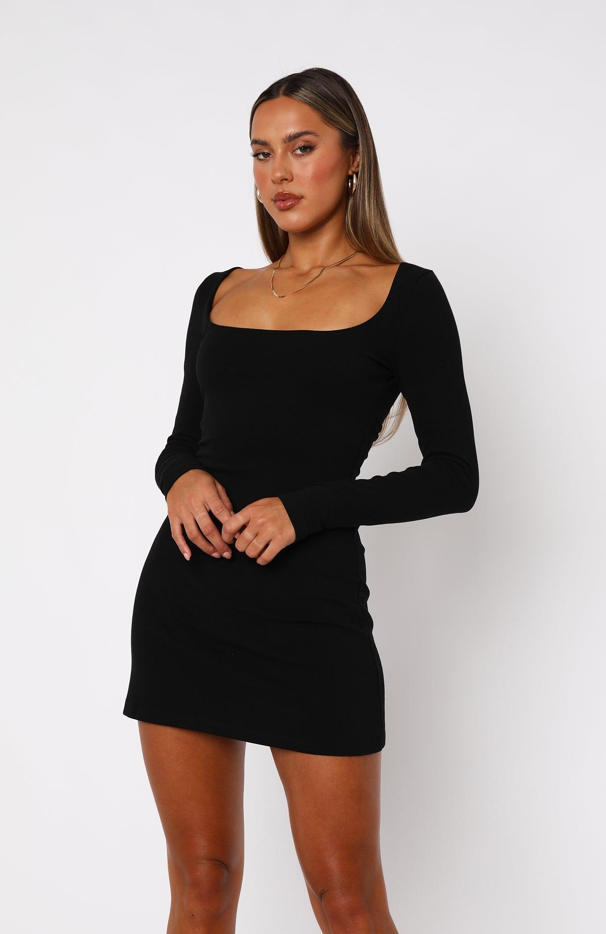 Got Me Started Long Sleeve Mini Dress Black Product Image