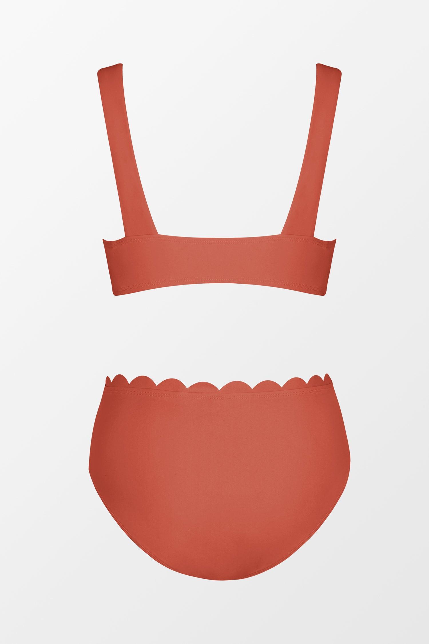 Marsala Scalloped Bralette & Mid Rise Hipster Bikini Set Product Image