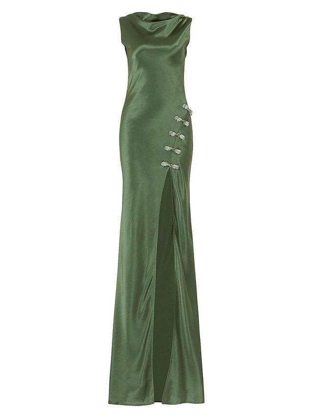 Womens Priscilla Satin Open-Back Gown Product Image