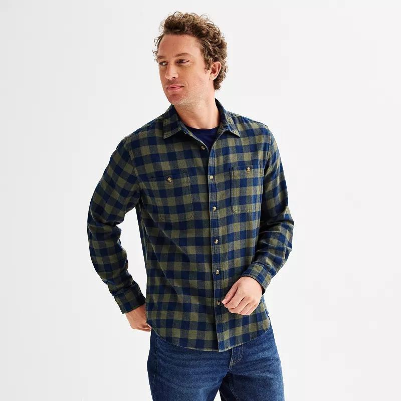 Mens Sonoma Goods For Life Supersoft Flannel Button-Down Shirt Blue Plaid Product Image