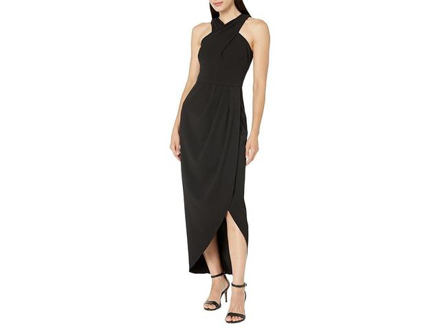 XSCAPE Scuba Crepe Halter Wrap Women's Dress Product Image