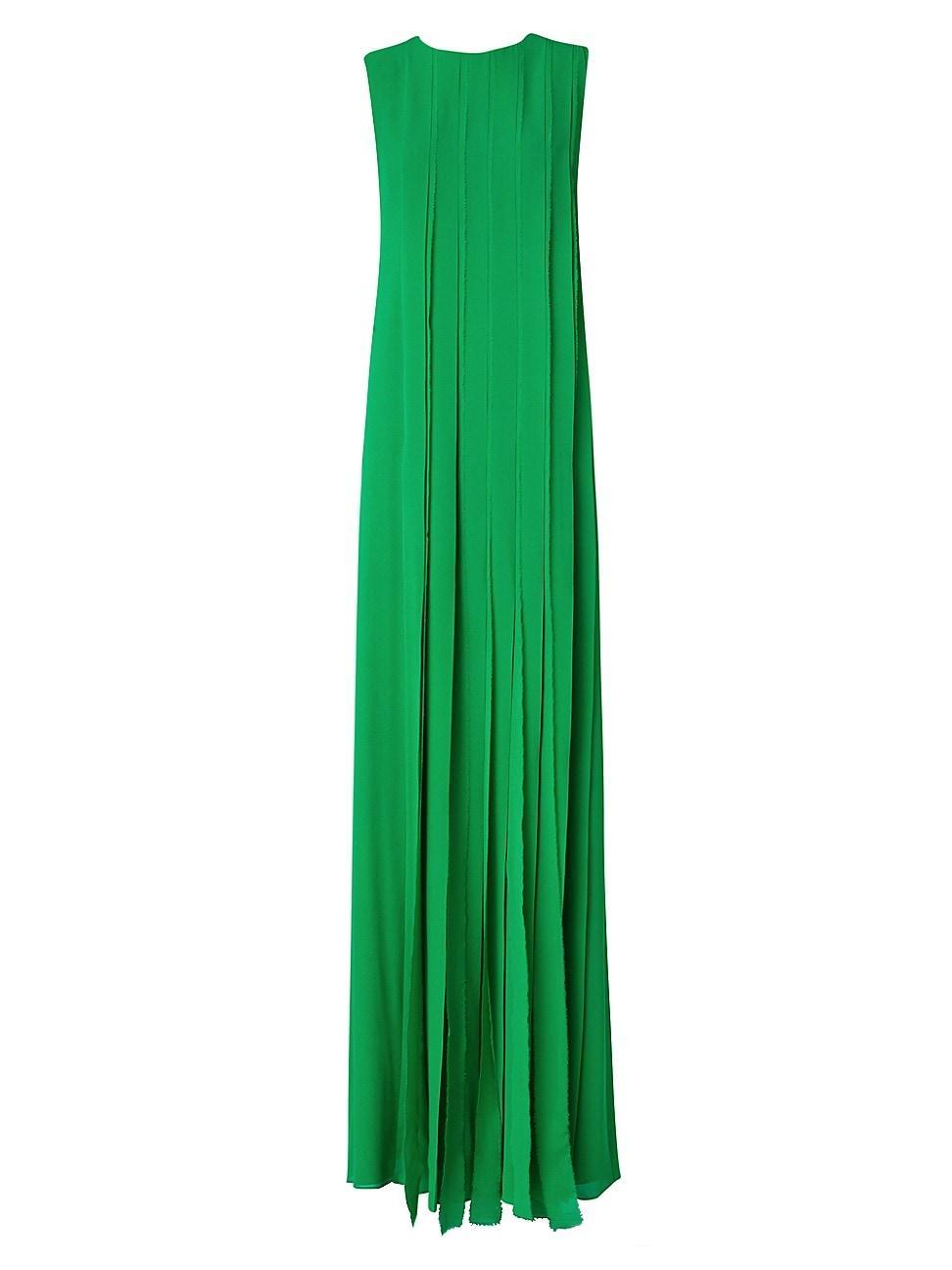 Womens Pleated Silk Crpe de Chine Gown Product Image