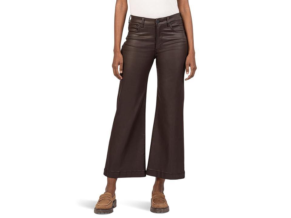 KUT from the Kloth Meg High Rise Fab Ab Wide Leg Wide Hem (Chocolate) Women's Jeans Product Image