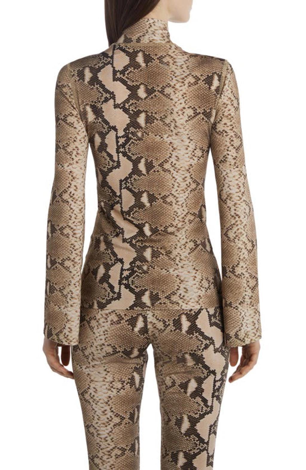 STELLA MCCARTNEY Phyton Snake Print Jersey Top With Flare Sleeves In Brown Multi Product Image