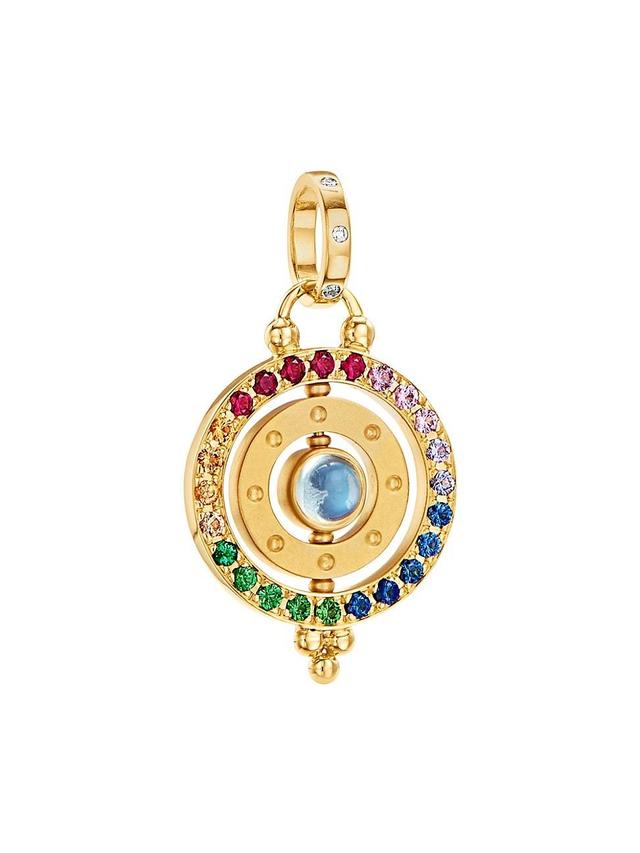 Womens Celestial 18K Yellow Gold & Rainbow Multi-Stone 3X Orbit Pendant Product Image