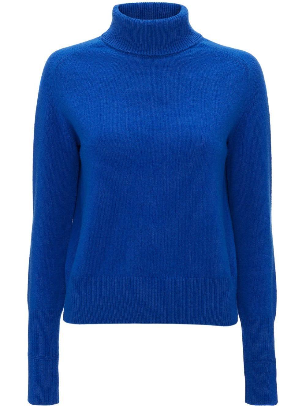 Knit Wool Turtleneck Sweater In Sapphire Blue Product Image