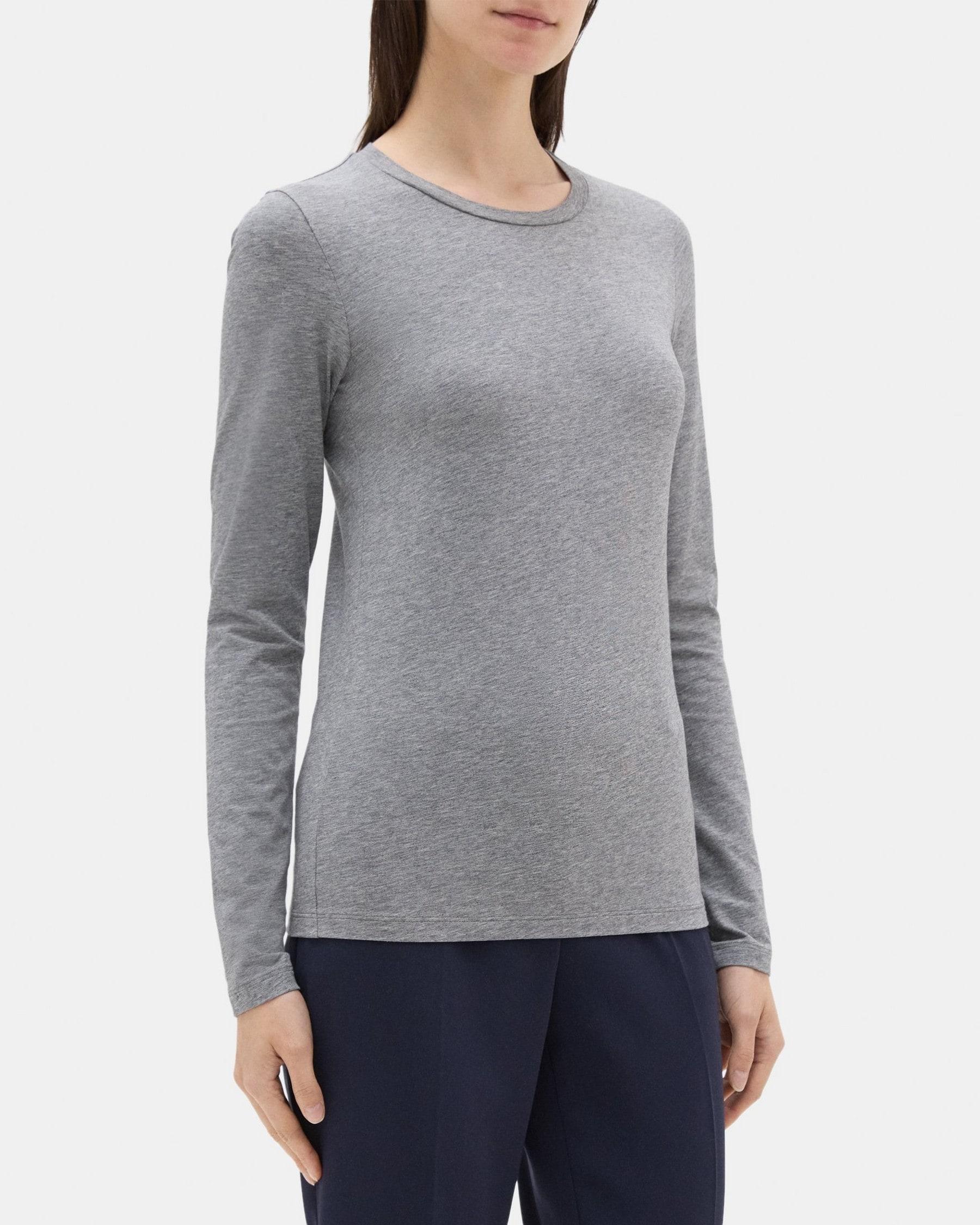 Long-Sleeve Tee In Stretch Cotton Product Image