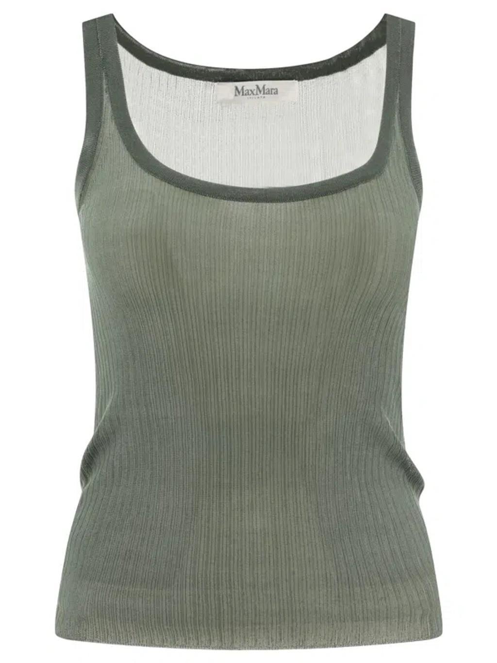 Women's "bastia" Ribbed Silk Tank Top In Green product image