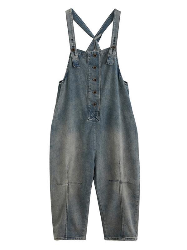 Original Solid Elasticity Denim Jumpsuits Product Image