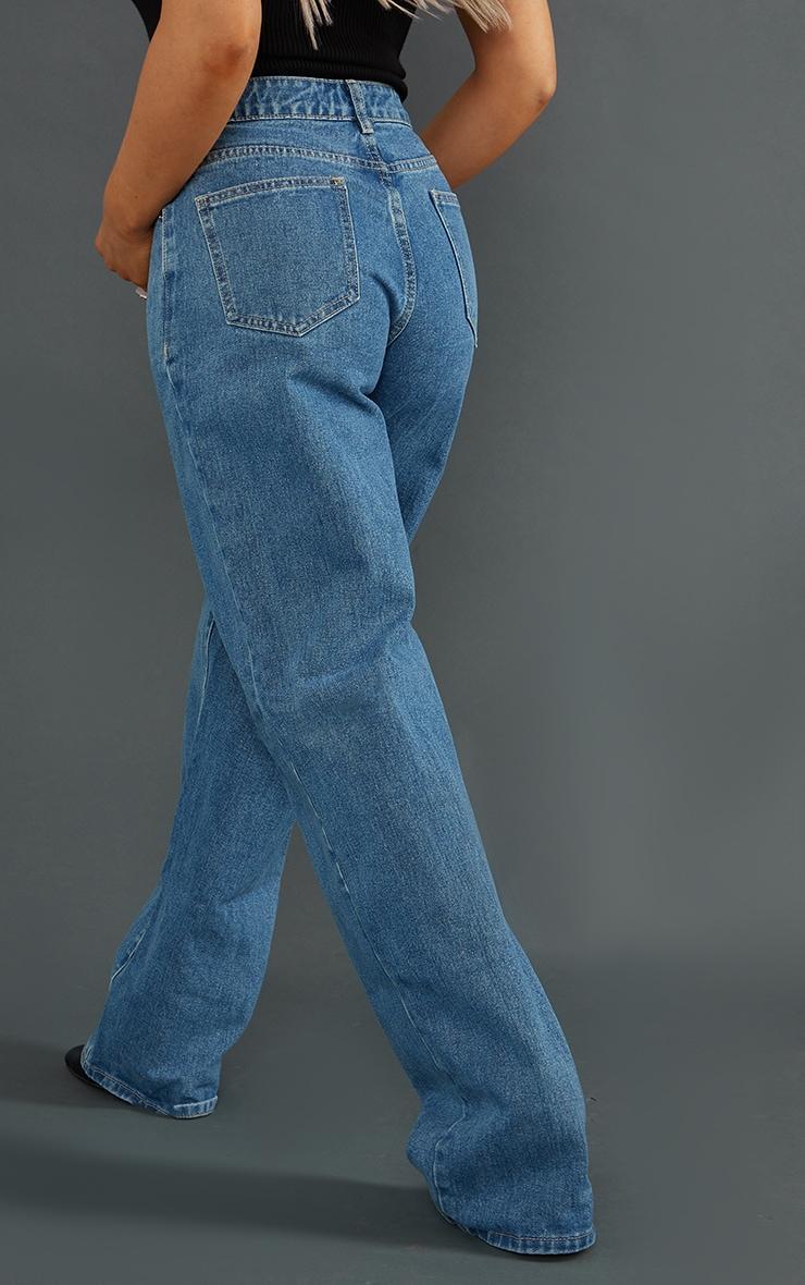 Vintage Wash Seam Front Wide Leg Jeans Product Image