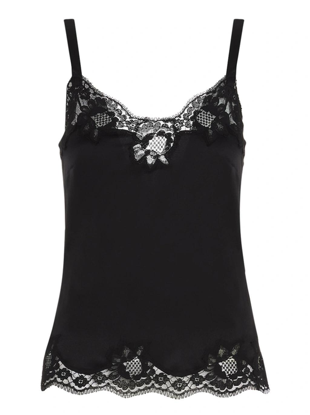 Lace Silk Top In Black product image