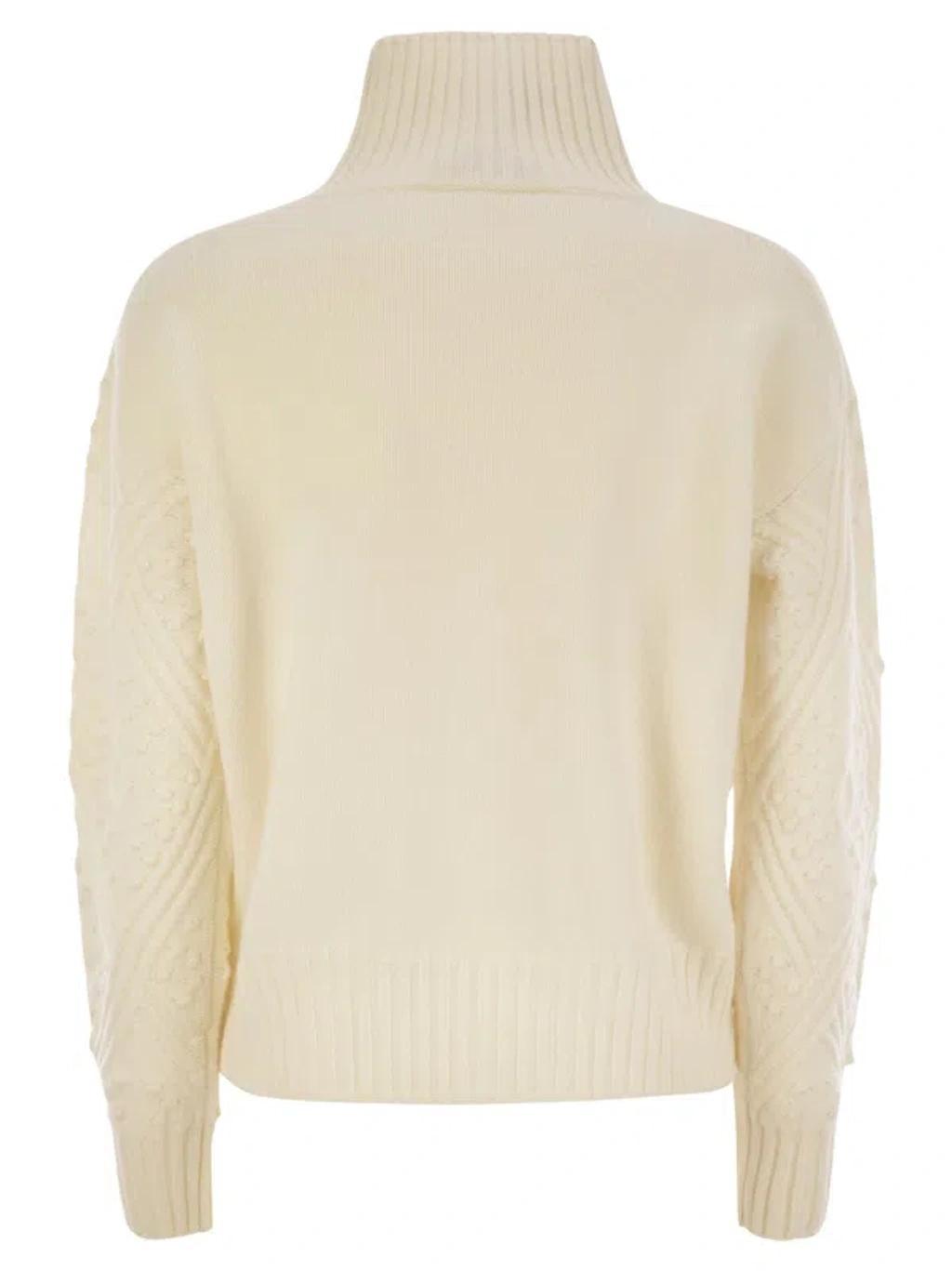 Studio High Neck Knit Jumper In White Product Image