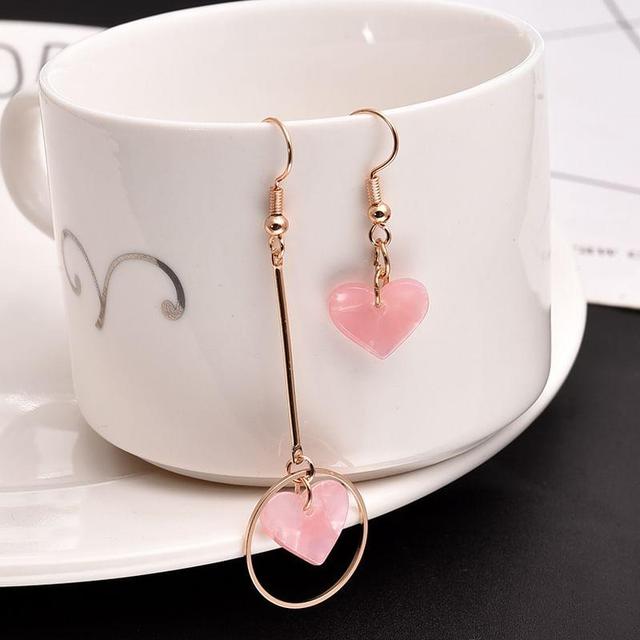 Heart Asymmetrical Alloy Dangle Earring Product Image