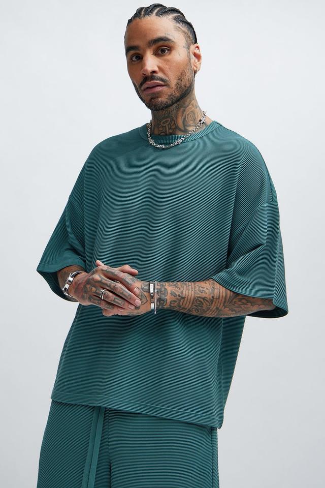 Zyler Textured Boxy Short Sleeve Tee - Teal Product Image