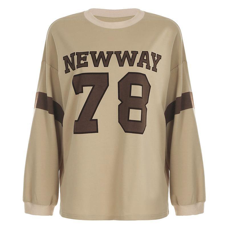 Crew Neck Numbering Oversized Pullover Product Image