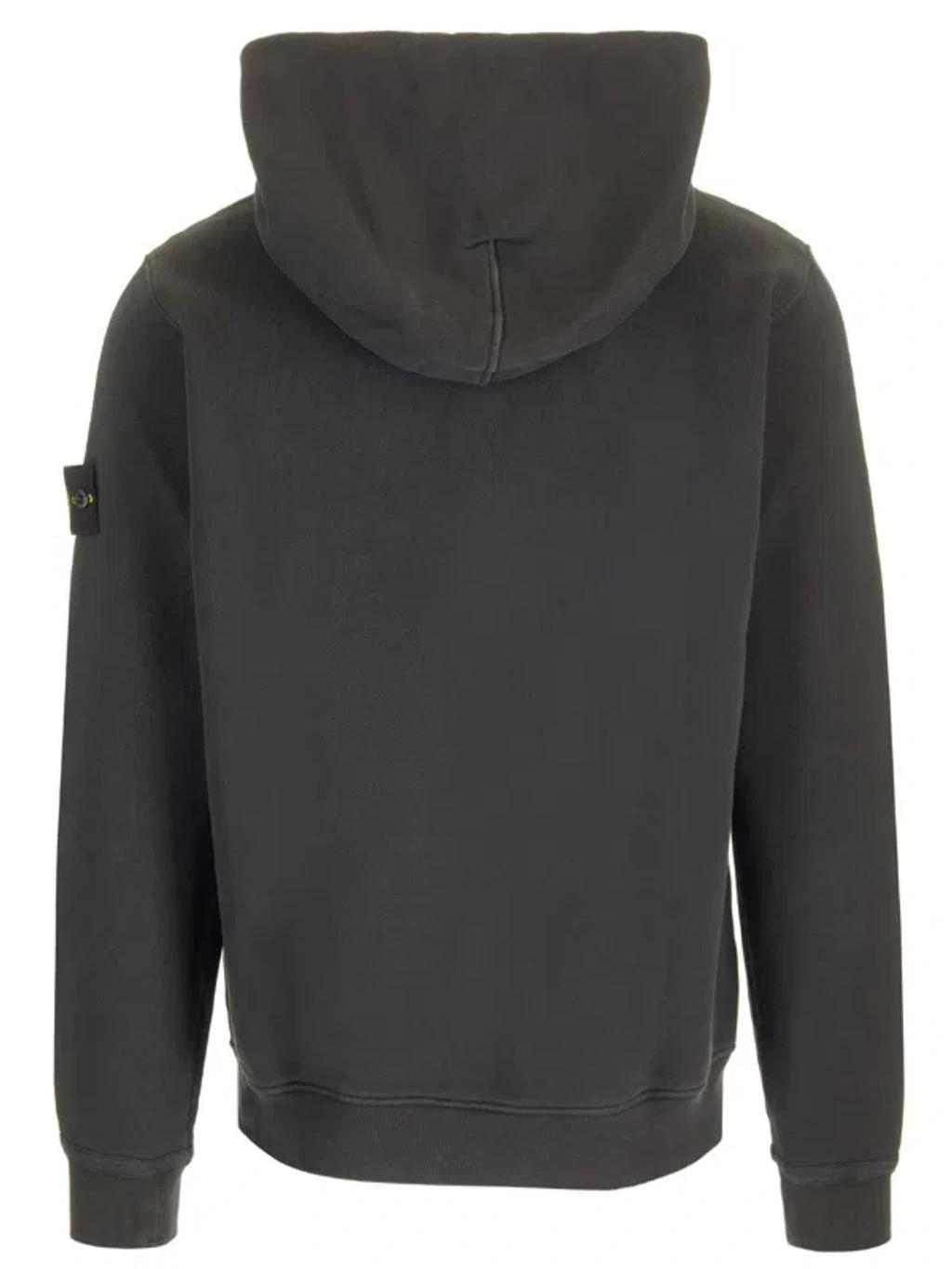 STONE ISLAND Logo Cotton Hoodie In Grigio Product Image