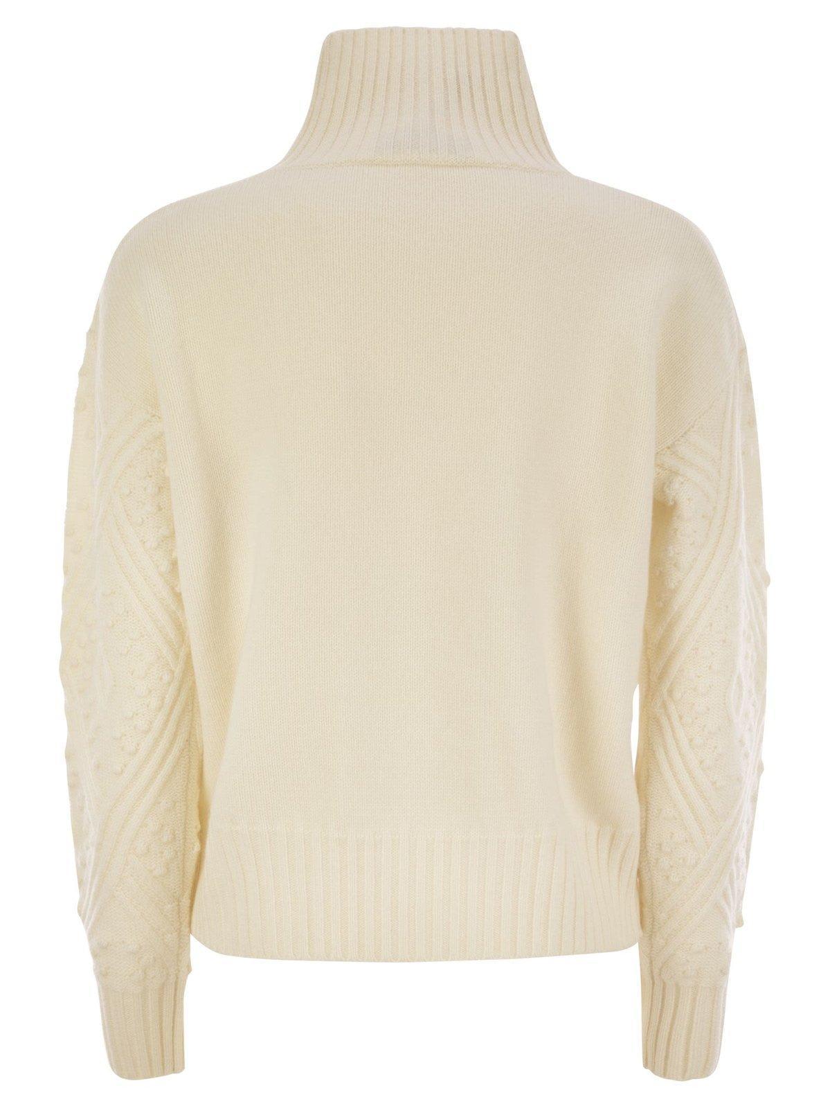 MAX MARA Studio High Neck Knit Jumper In White Product Image