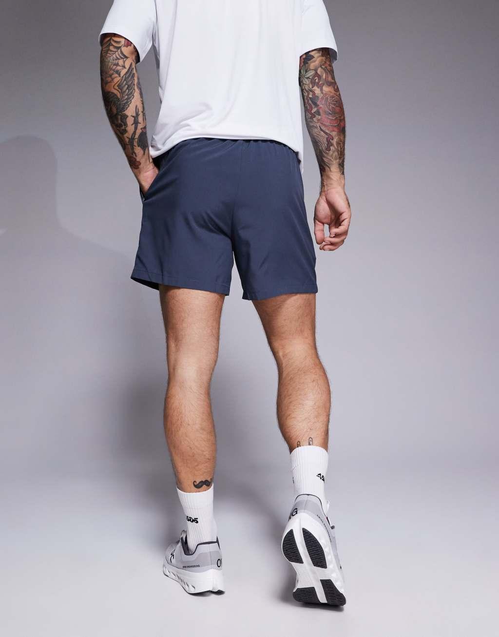 ASOS 4505 2 pack Icon 5 inch quick dry training shorts with zipper pocket in black and navy Product Image