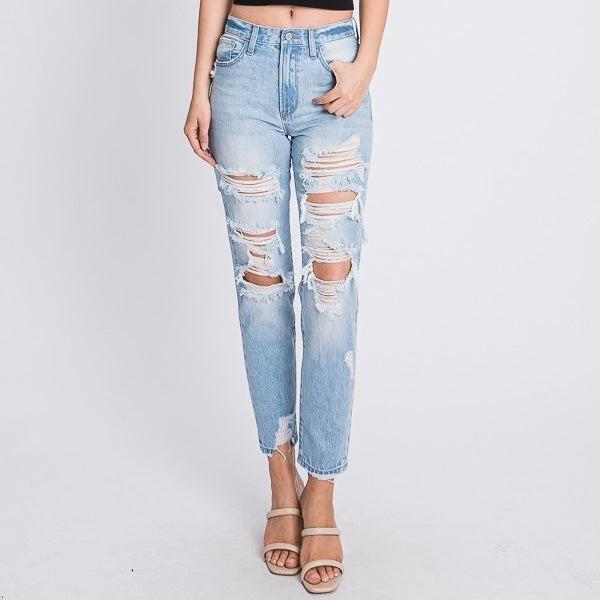 Petra 123 Distressed High Waisted Rigid Mom Jeans Product Image