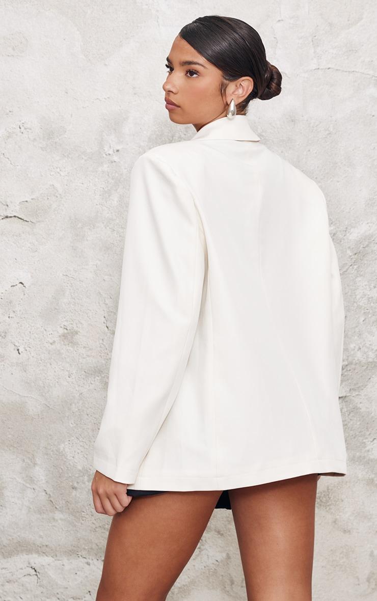 Ecru Seam Detail Structured Oversized Blazer Product Image