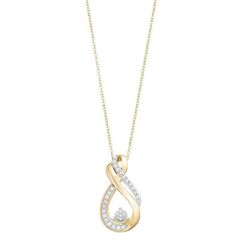 Diamond Brilliance Sterling Silver 1/4 Carat T.W. Diamond Teardrop Necklace, Womens Gold Tone Product Image