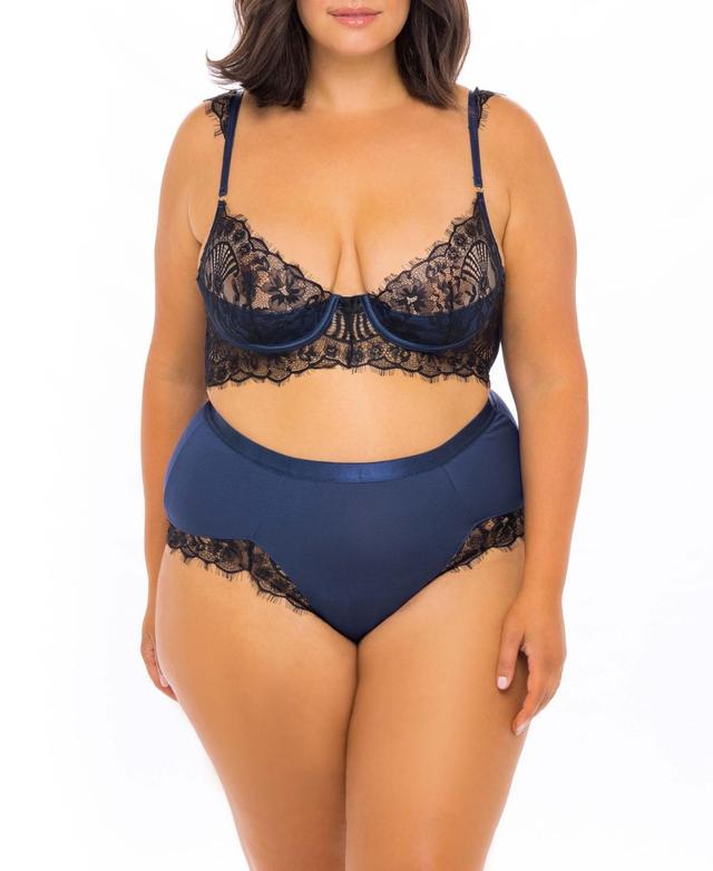 Plus Size Oh La La Cheri Lace Shelf Bra & High Waist Matching Panty Set 40-11425X, Womens Product Image