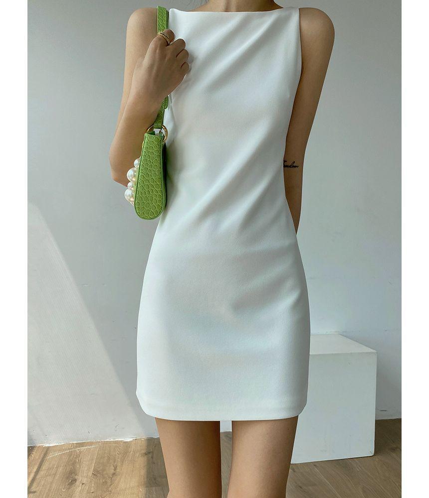 Sleeveless Plain Mini Bodycon Dress Product Image