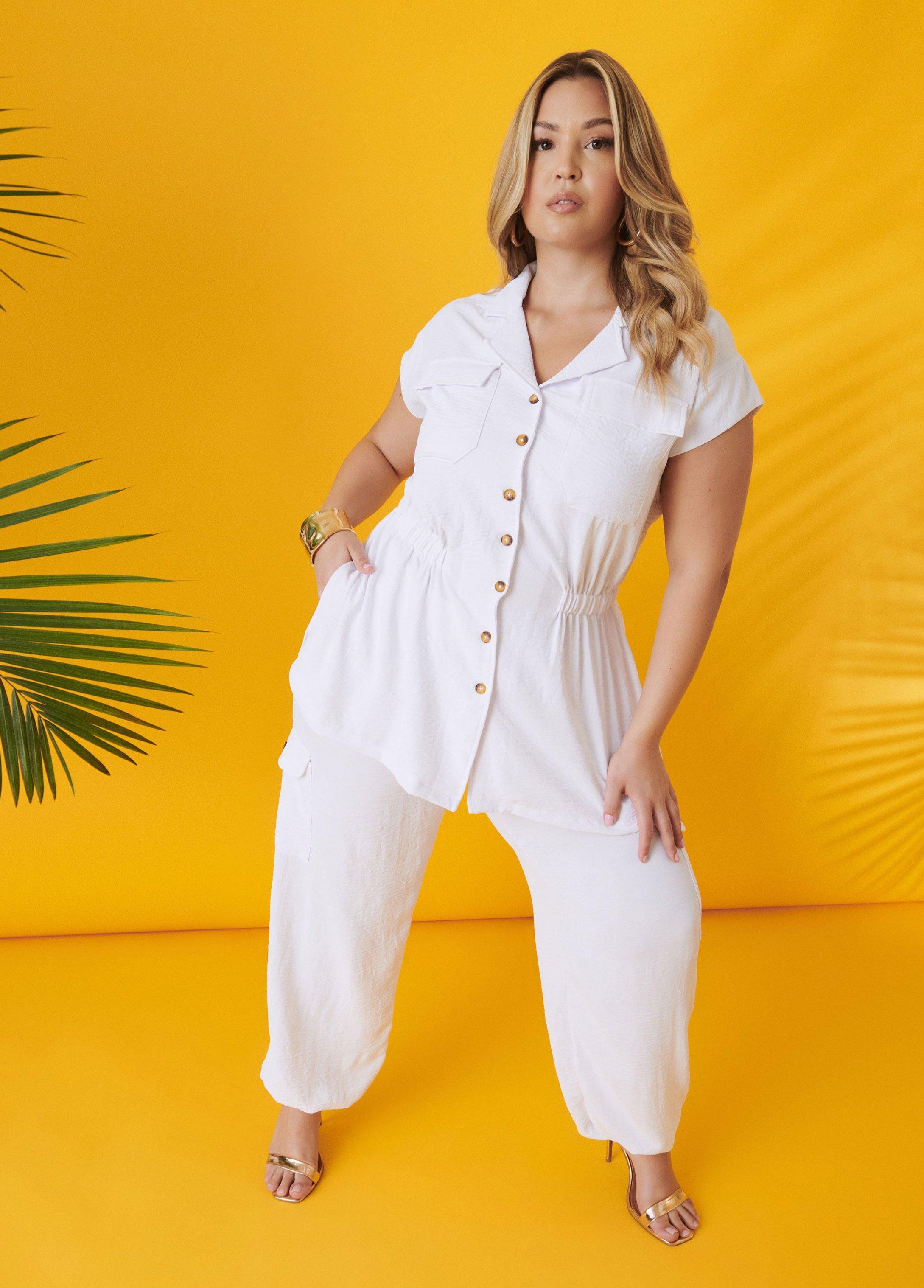 Plus Size Textured Cargo Joggers Ashley Stewart Product Image