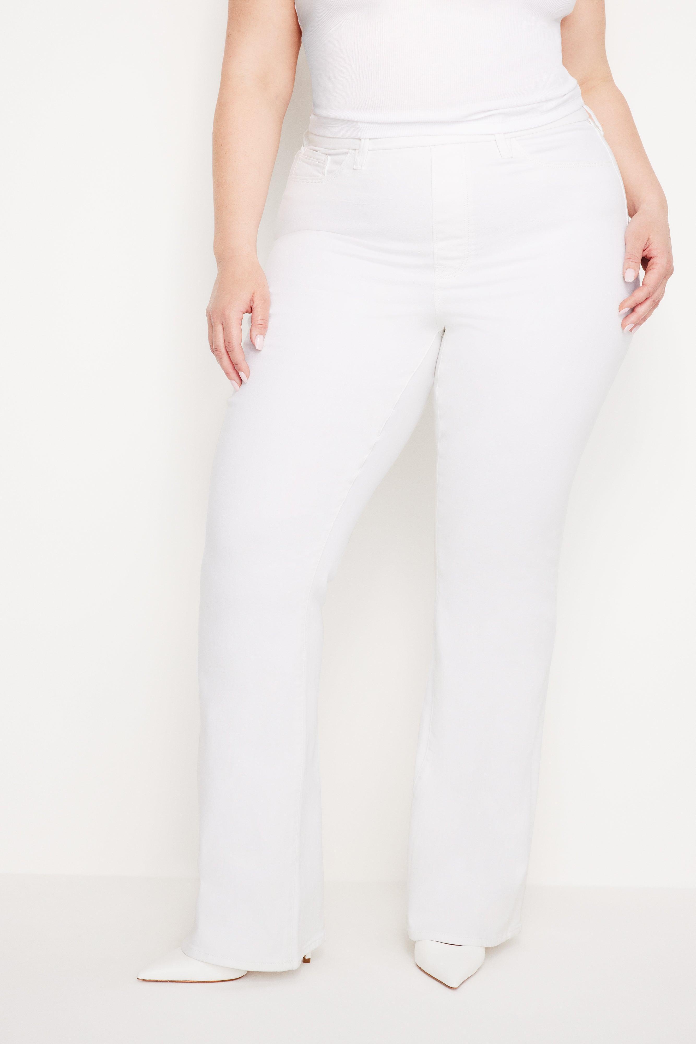 POWER STRETCH PULL-ON FLARE JEANS | WHITE001 Product Image