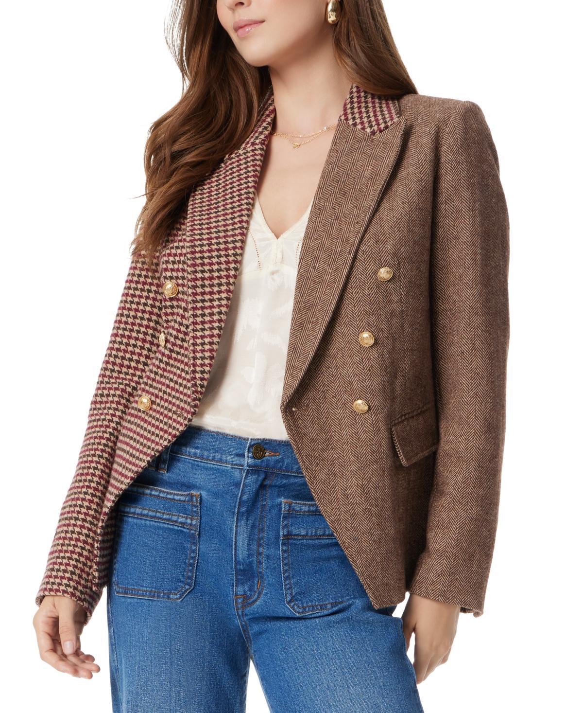 Sam Edelman Womens Imogen Mixed Tweed Double-Breasted Blazer - Cream Product Image