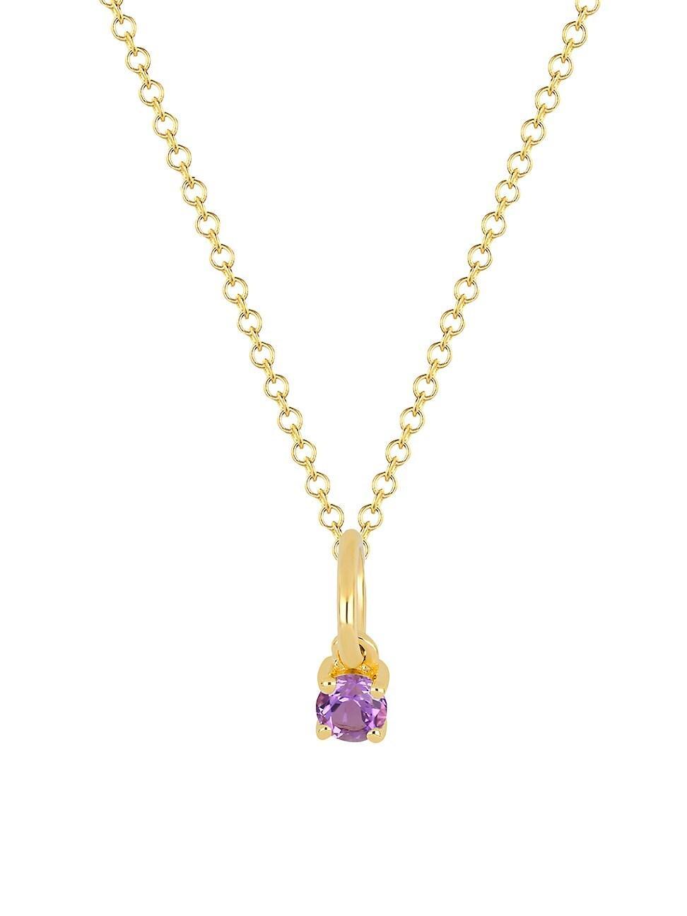 Womens 14K Yellow Gold & Gemstone Birthstone Pendant Necklace Product Image