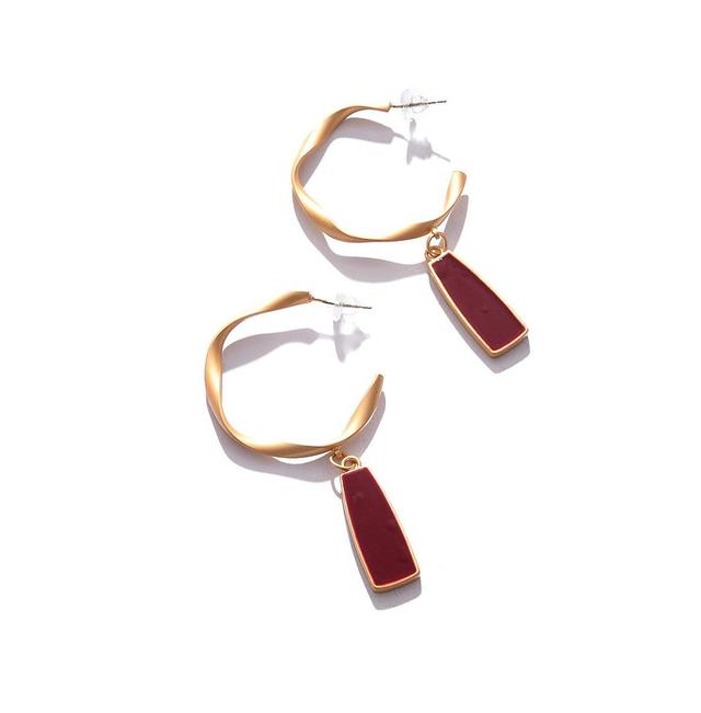 Sohi Womens Red Enamel Drop Earrings Product Image