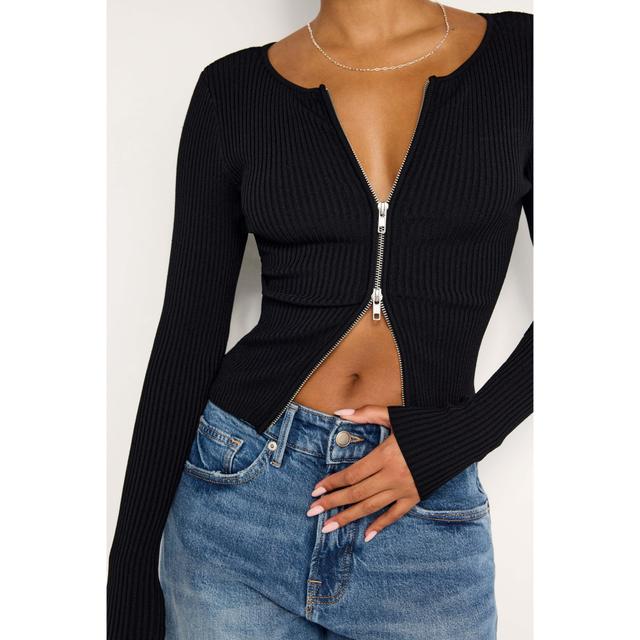 Womens Stretch Rib Knit Sweater | Black, Size 3XL | Good American by Khlo Kardashian Product Image