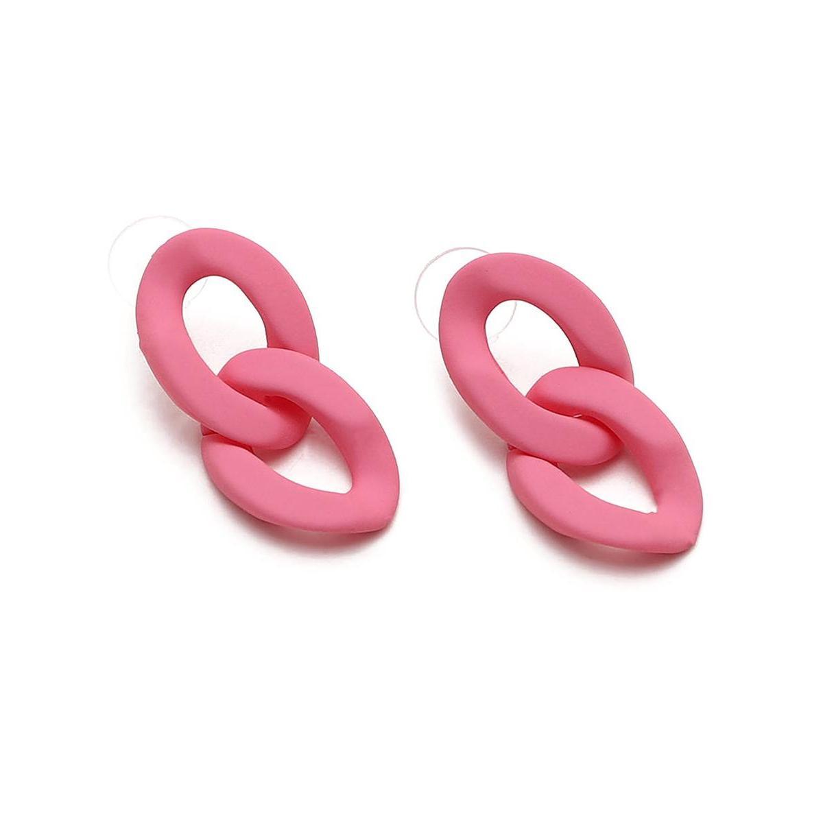 Sohi Womens Pink Chain-link Drop Earrings Product Image