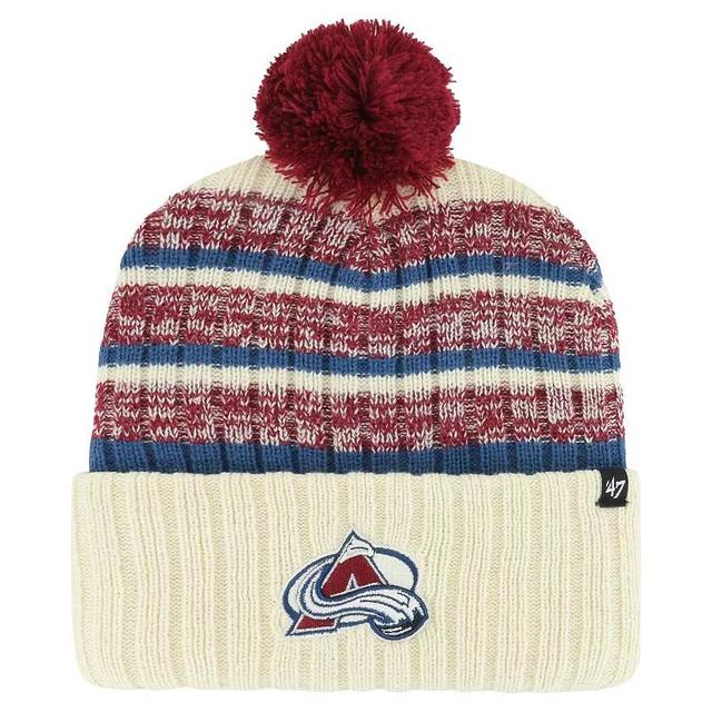 Mens 47 Cream Colorado Avalanche Tavern Cuffed Knit Hat with Pom Product Image