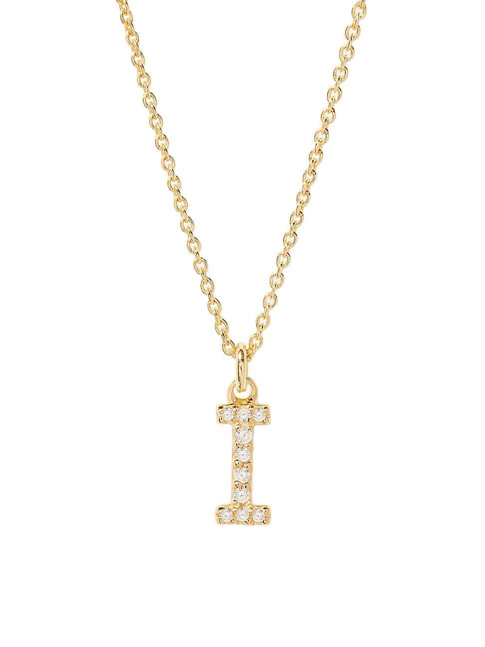 Womens Blaire 14K-Yellow-Gold Vermeil & 0.3-0.11 TCW Diamond Initial Pendant Necklace Product Image