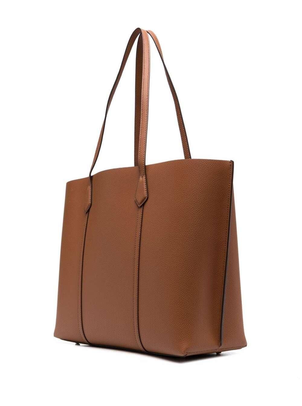 'perry' Brown Shopping Bag With Charm In Grainy Leather Woman Product Image