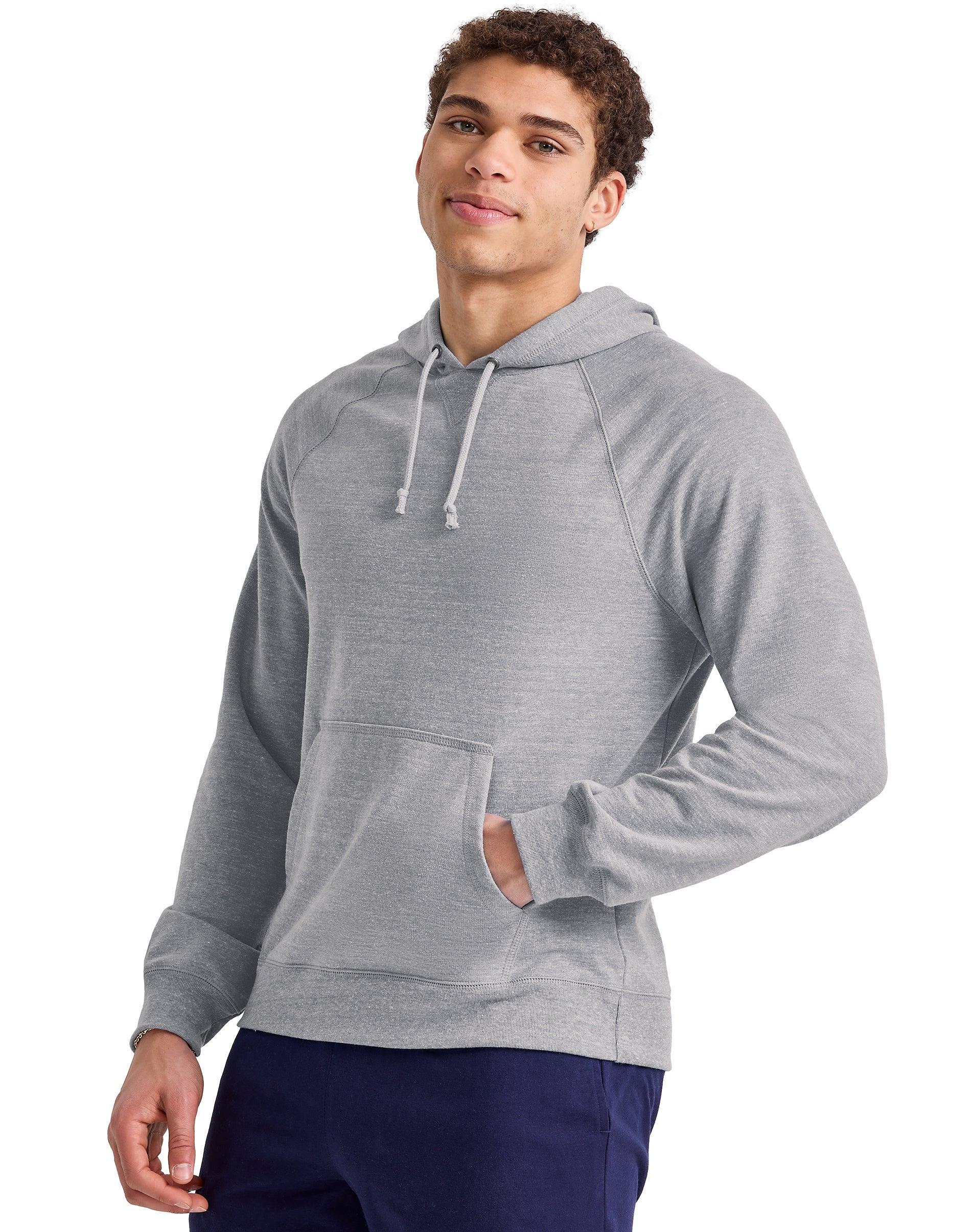 Hanes Originals Mens French Terry Hoodie Blue Jay Heather S Product Image