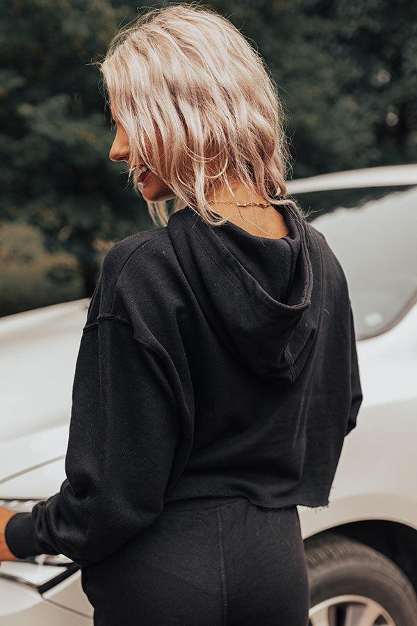 Hint Of Cozy Crop Hoodie In Black Product Image