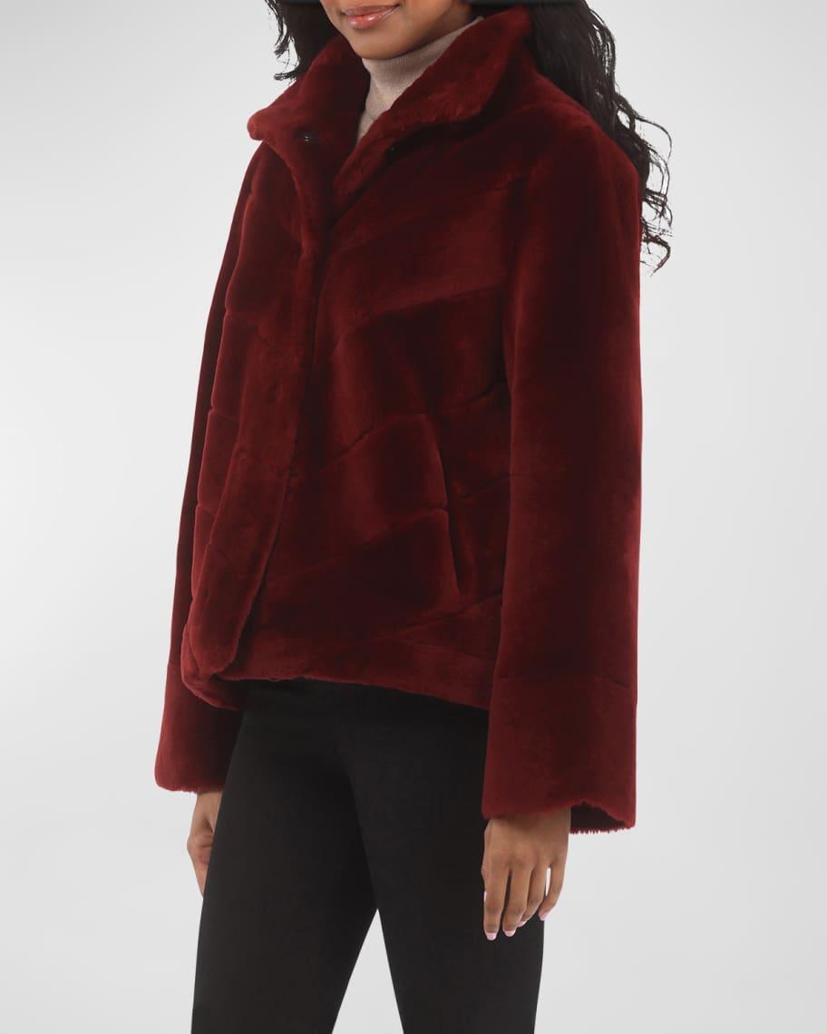 Reversible Chevron Lamb Shearling Jacket With Horizontal Sleeve Product Image