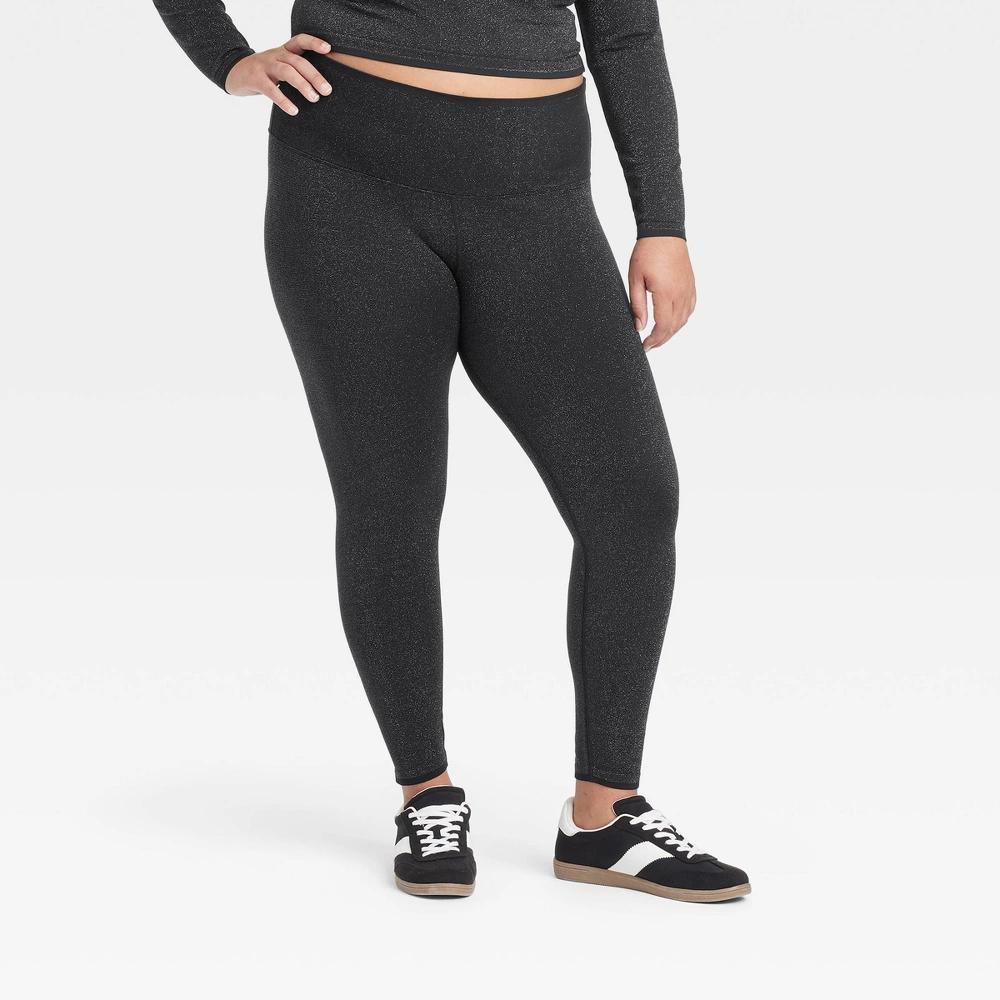 Womens Lurex Seamless High-Rise Leggings - All In Motion Black XXL product image