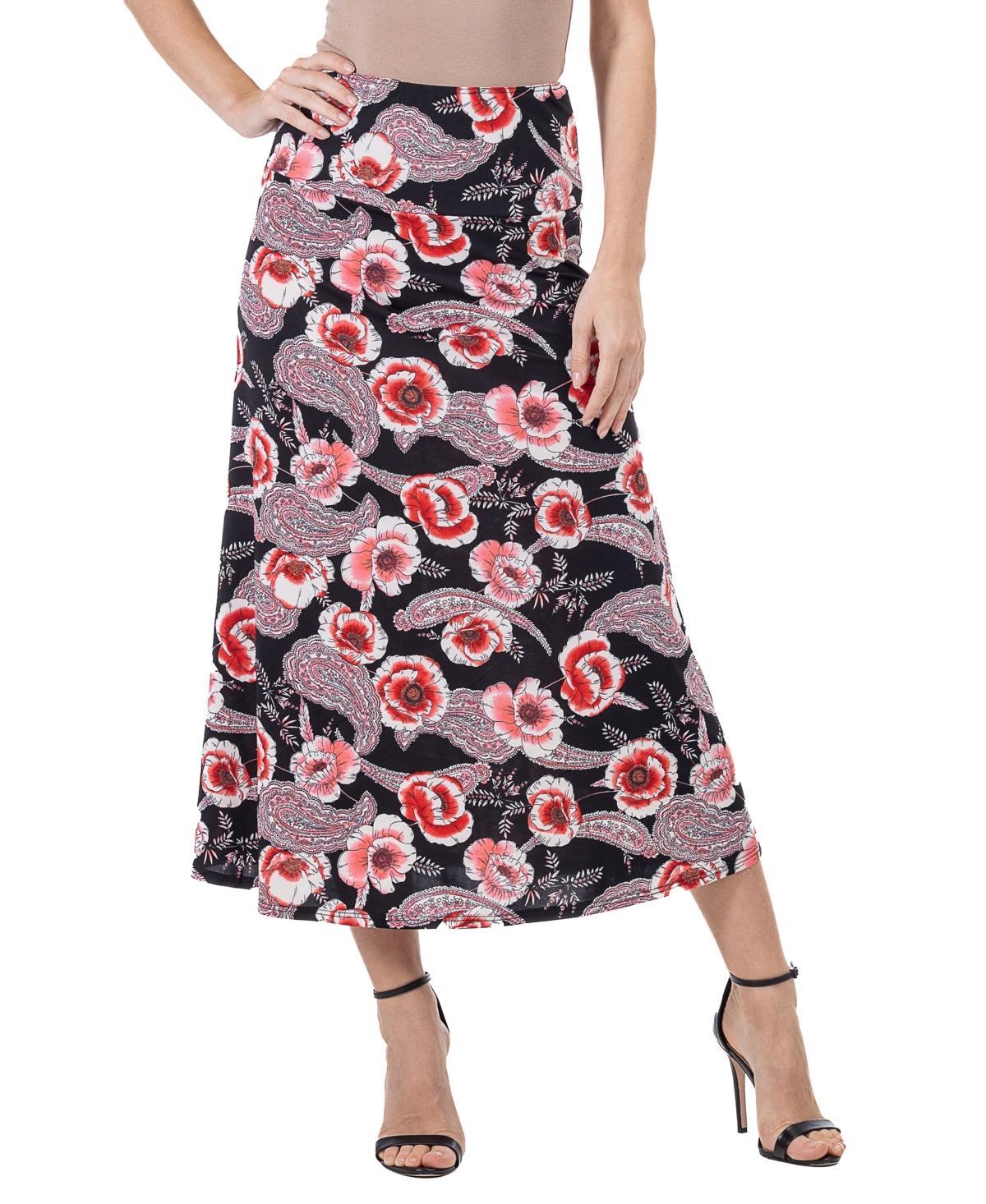 24seven Comfort Apparel Womens Floral Maxi Skirt product image