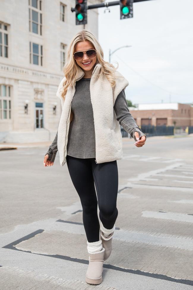 Take Notes Beige Sherpa Vest Product Image