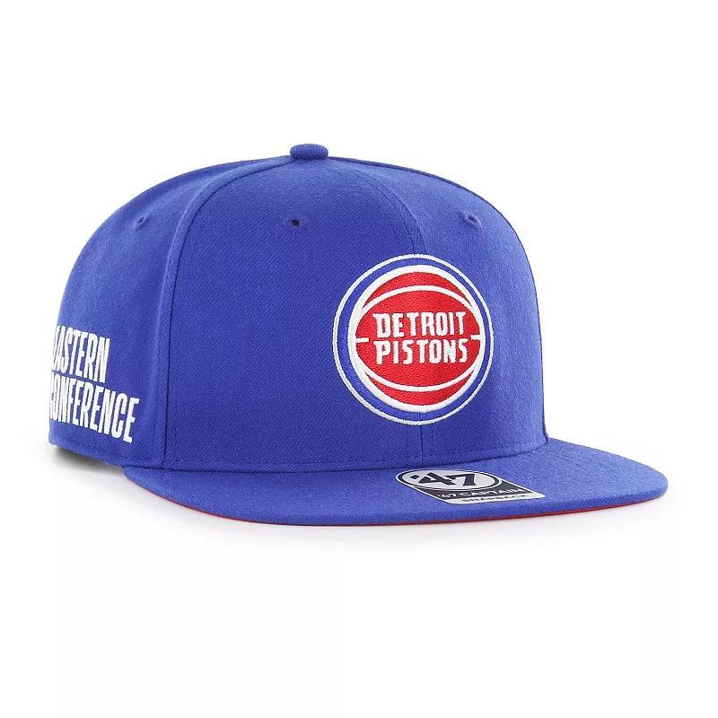 Mens 47 Blue Detroit Pistons Sure Shot Captain Snapback Hat Product Image