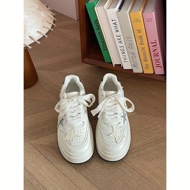 Star Applique Lace-Up Platform Sneakers Product Image