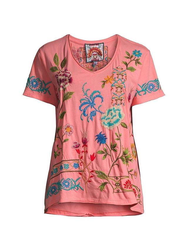 Womens Sheri Everyday Embroidered Cotton T-Shirt Product Image