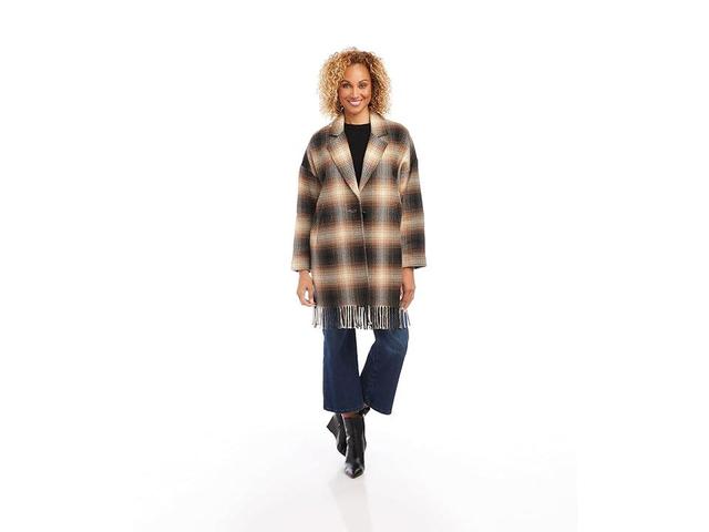 Karen Kane Plaid Fringe Jacket Women's Jacket Product Image