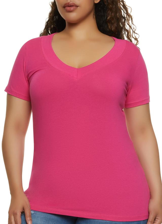 Womens Plus Size Basic V Neck Tee Product Image