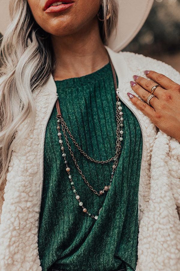 Casual Chats Semi Precious Layered Necklace in Green Product Image